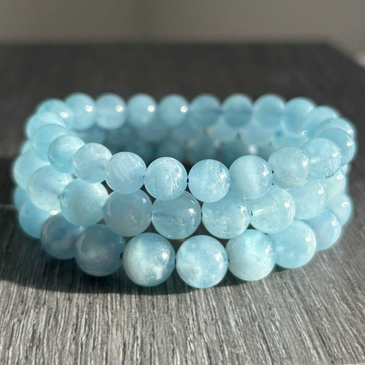 Natural Aquamarine Bracelet in 8 to 10MM | Birthstone of March