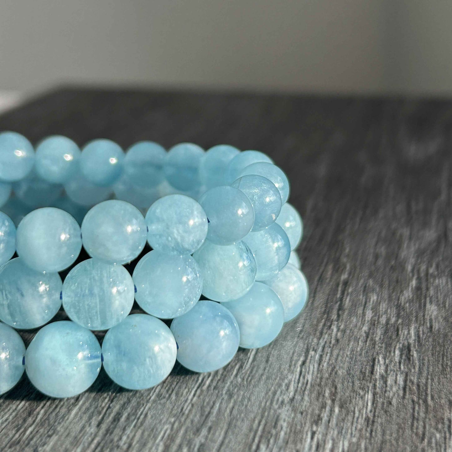Natural Aquamarine Bracelet in 8 to 10MM | Birthstone of March