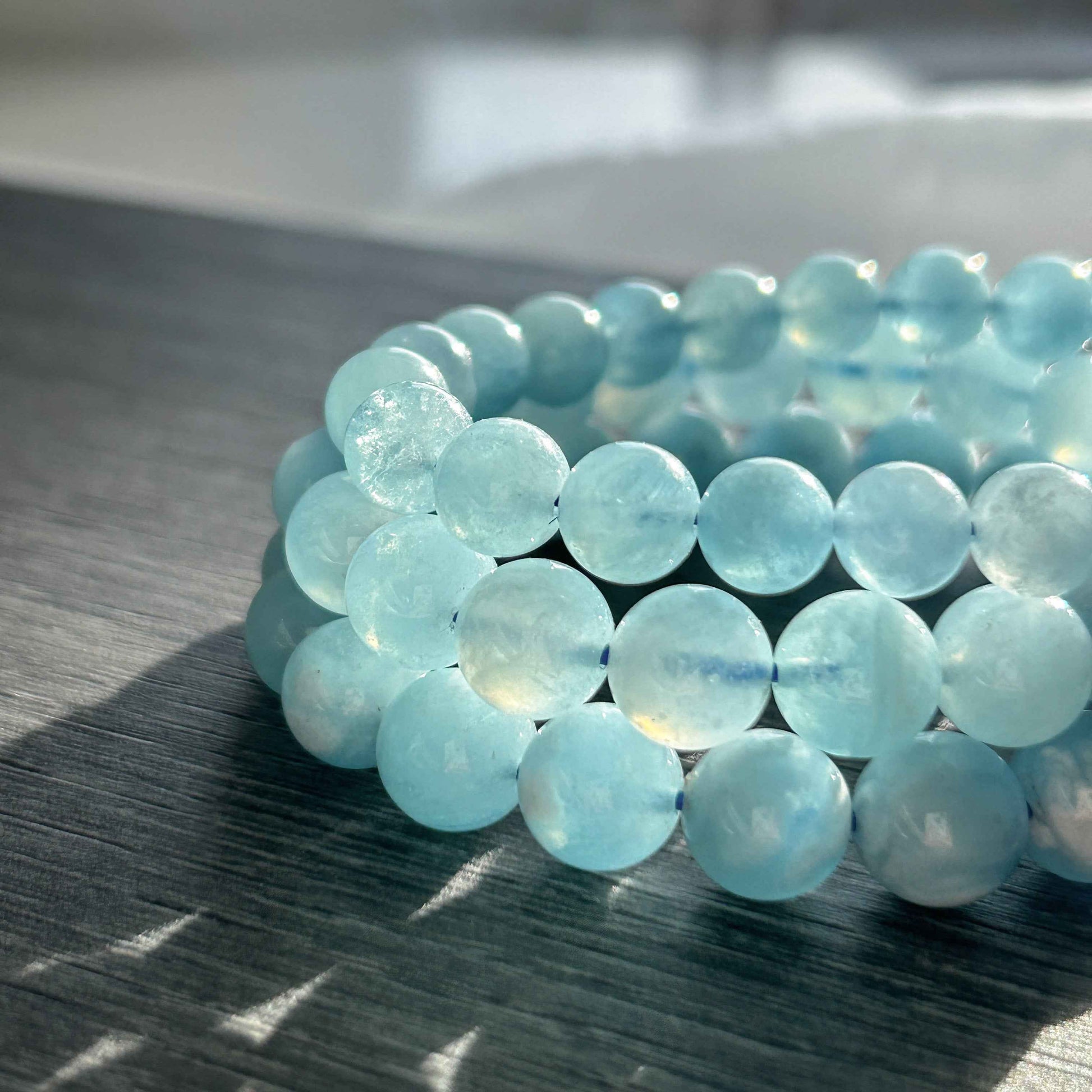 Natural Aquamarine Bracelet in 8 to 10MM | Birthstone of March