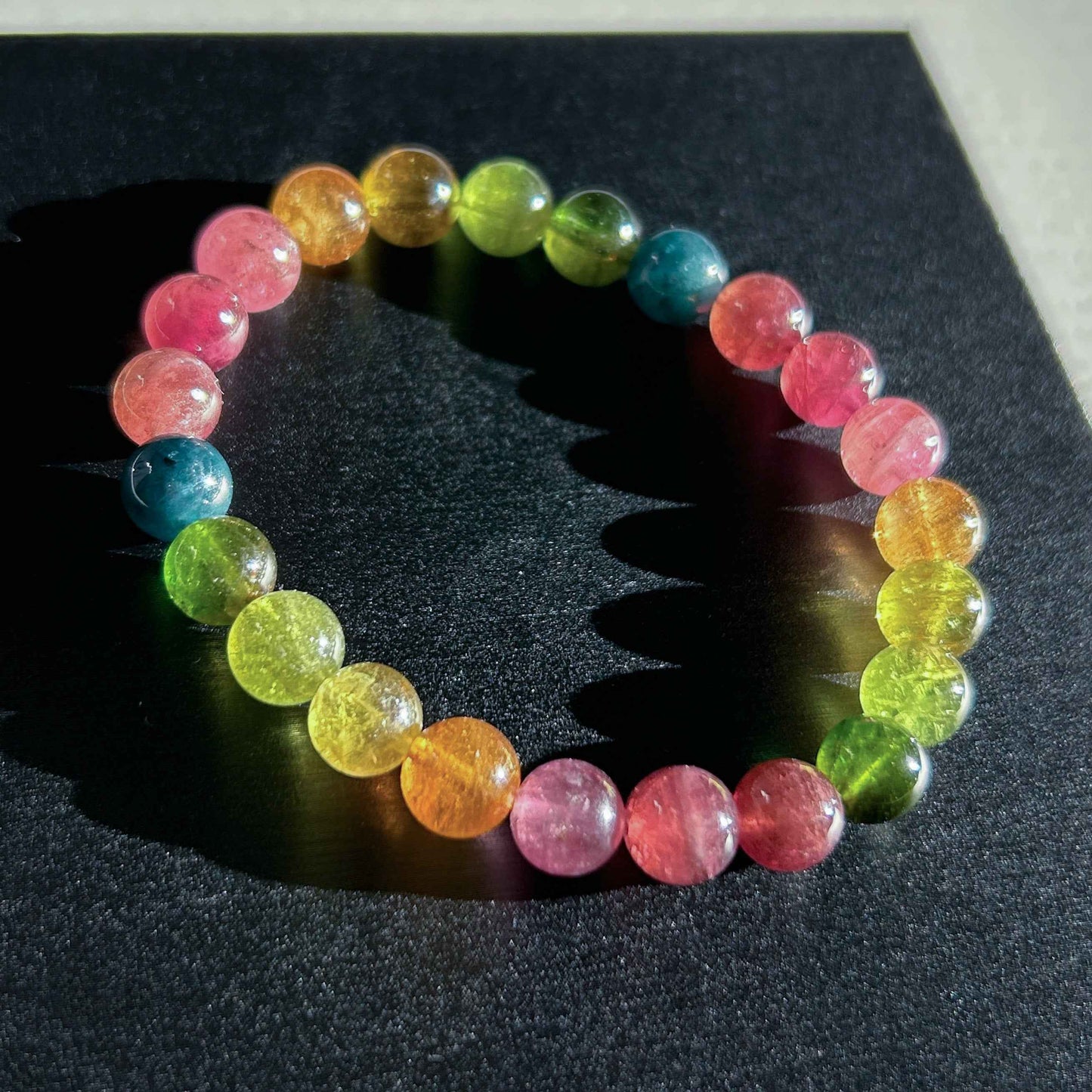 Rare High Quality Rainbow Tourmaline Bracelet in 8MM