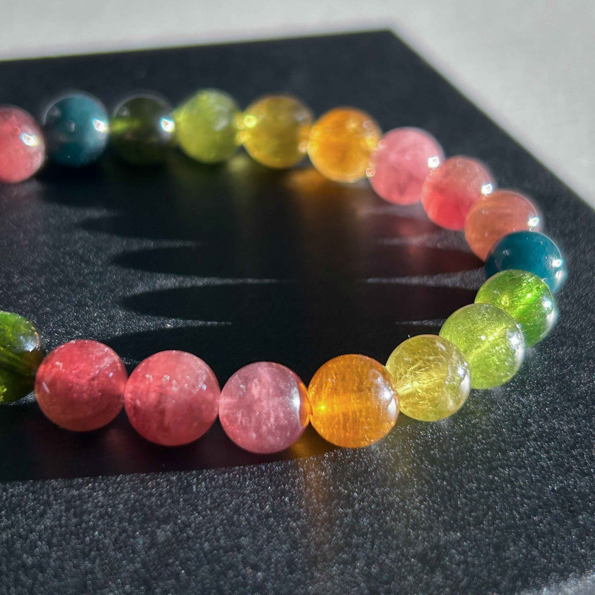 Rare High Quality Rainbow Tourmaline Bracelet in 8MM