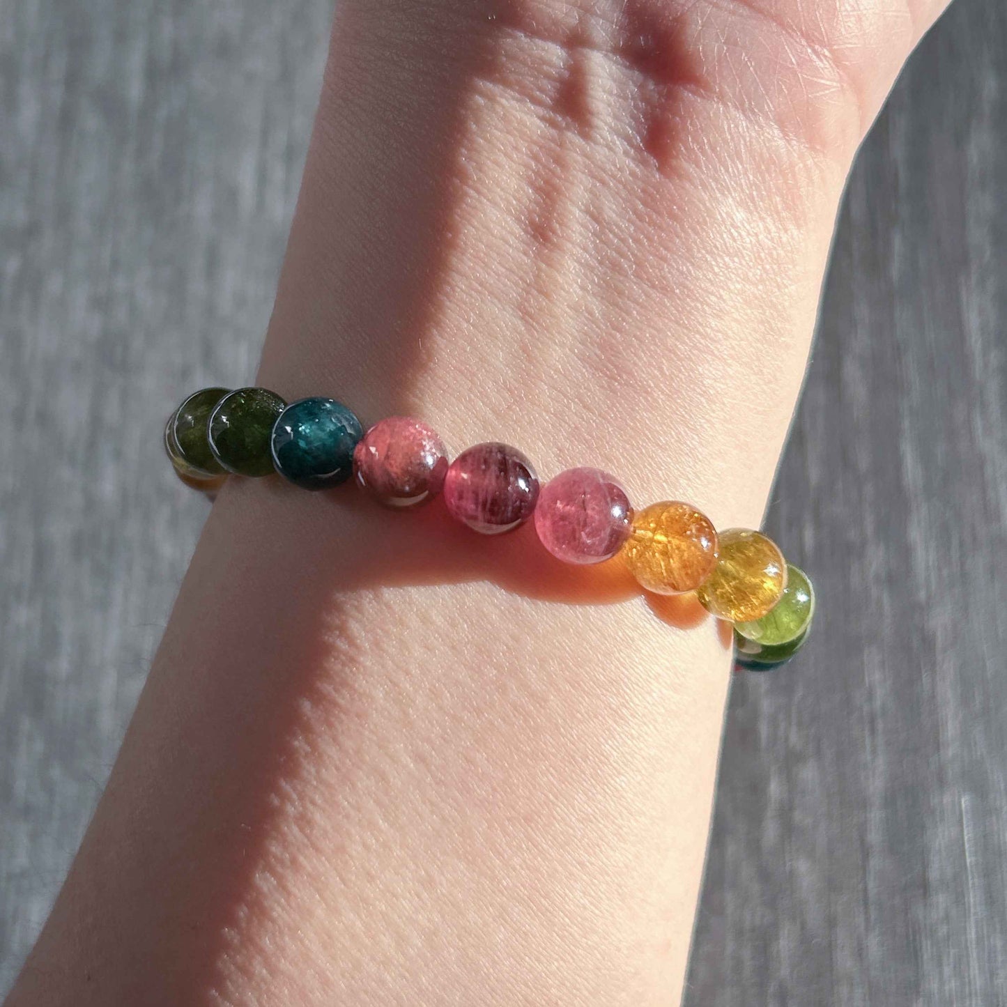 Rare High Quality Rainbow Tourmaline Bracelet in 8MM