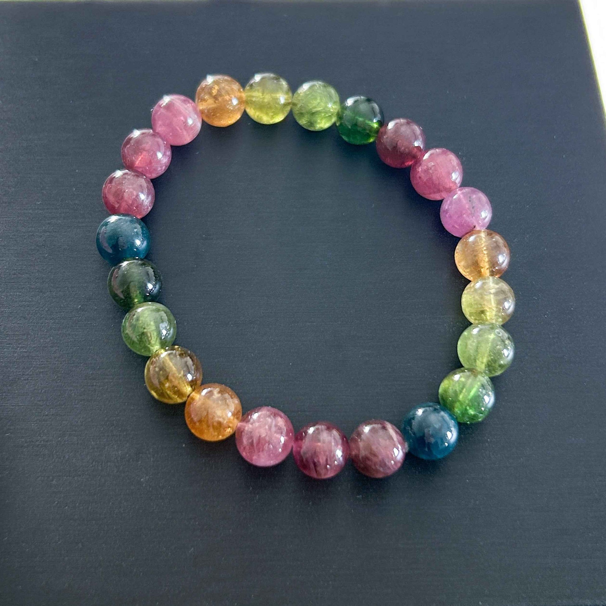 Rare High Quality Rainbow Tourmaline Bracelet in 8MM