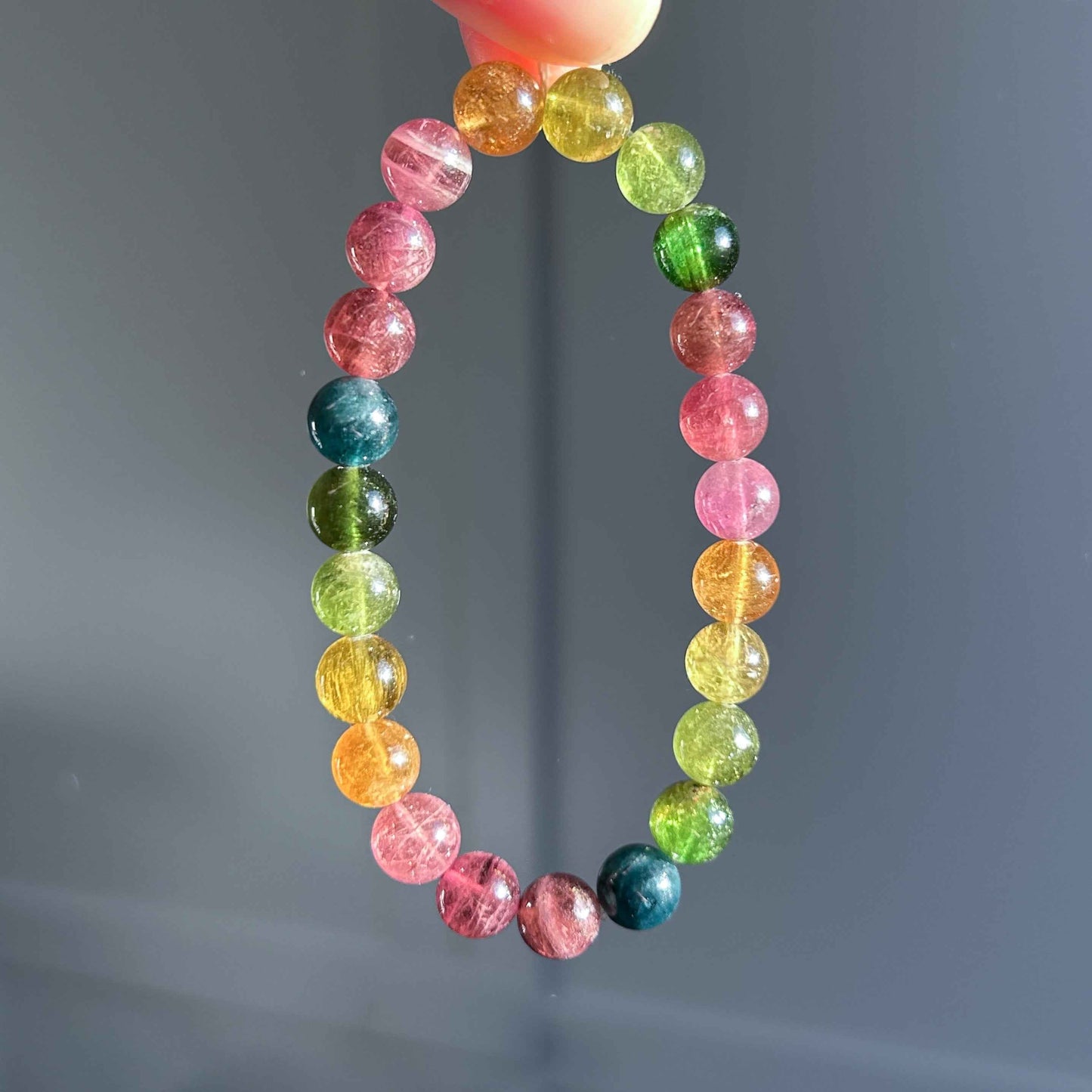 Rare High Quality Rainbow Tourmaline Bracelet in 8MM