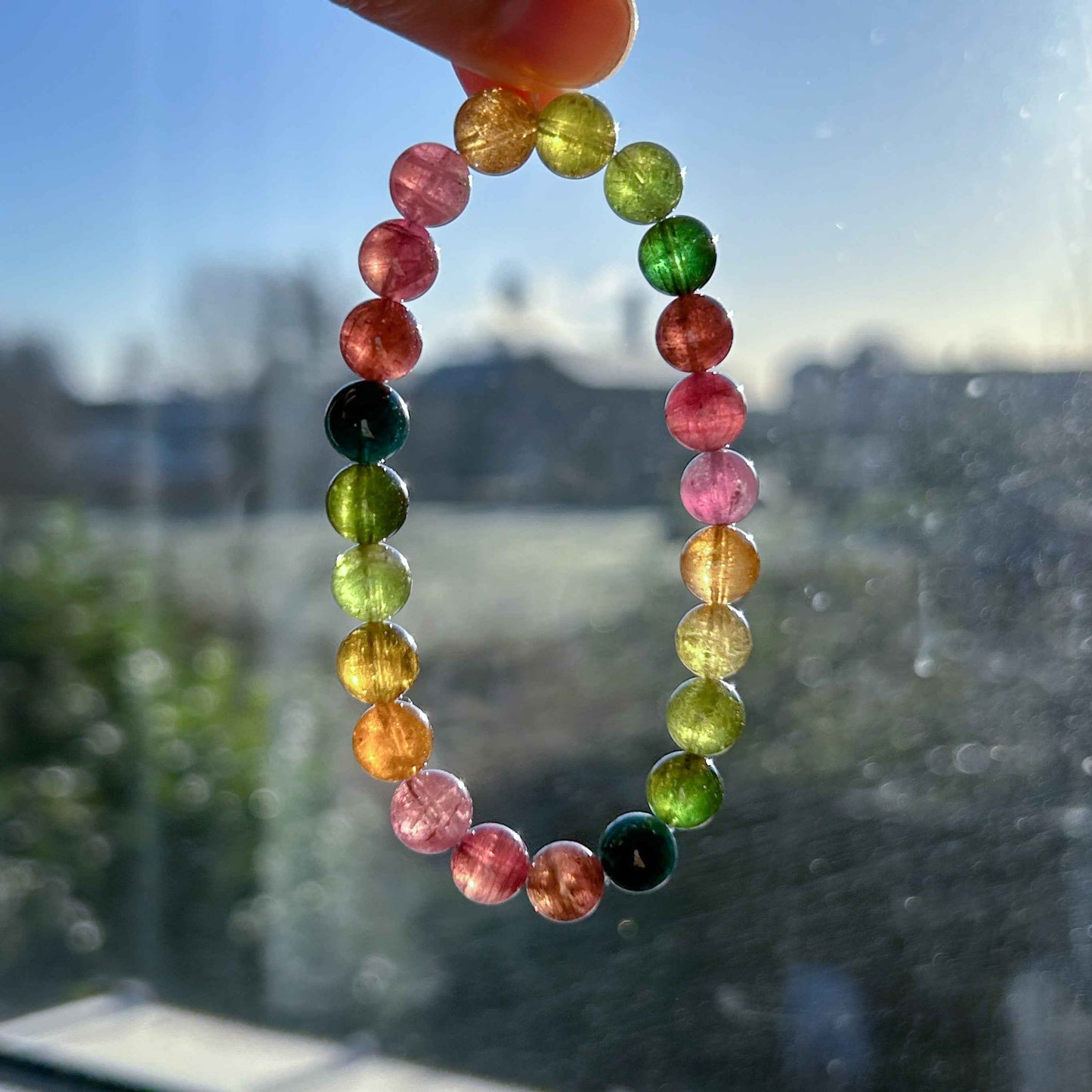 Rare High Quality Rainbow Tourmaline Bracelet in 8MM