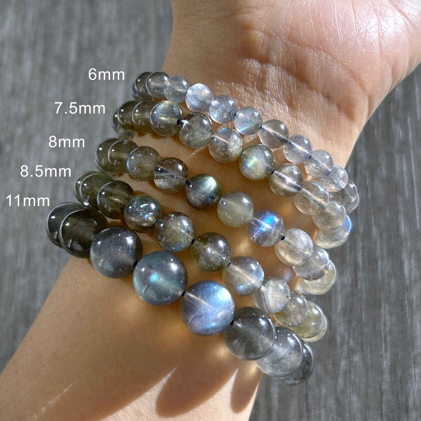 Natural Labradorite Bracelet in 6 to 11MM