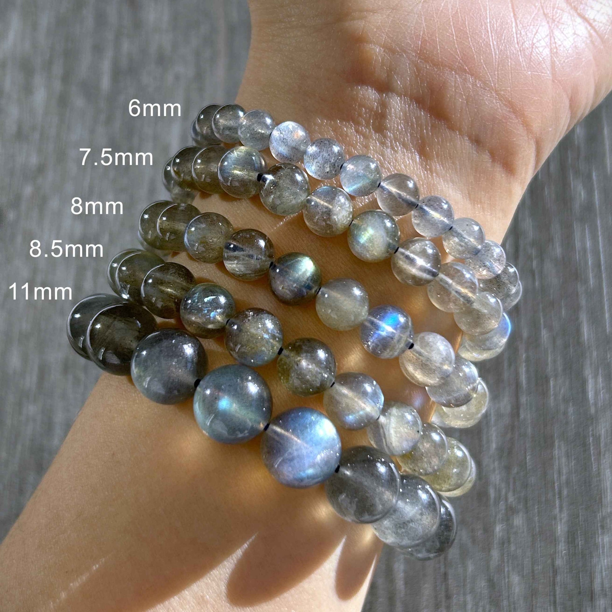 Natural Labradorite Bracelet in 6 to 11MM