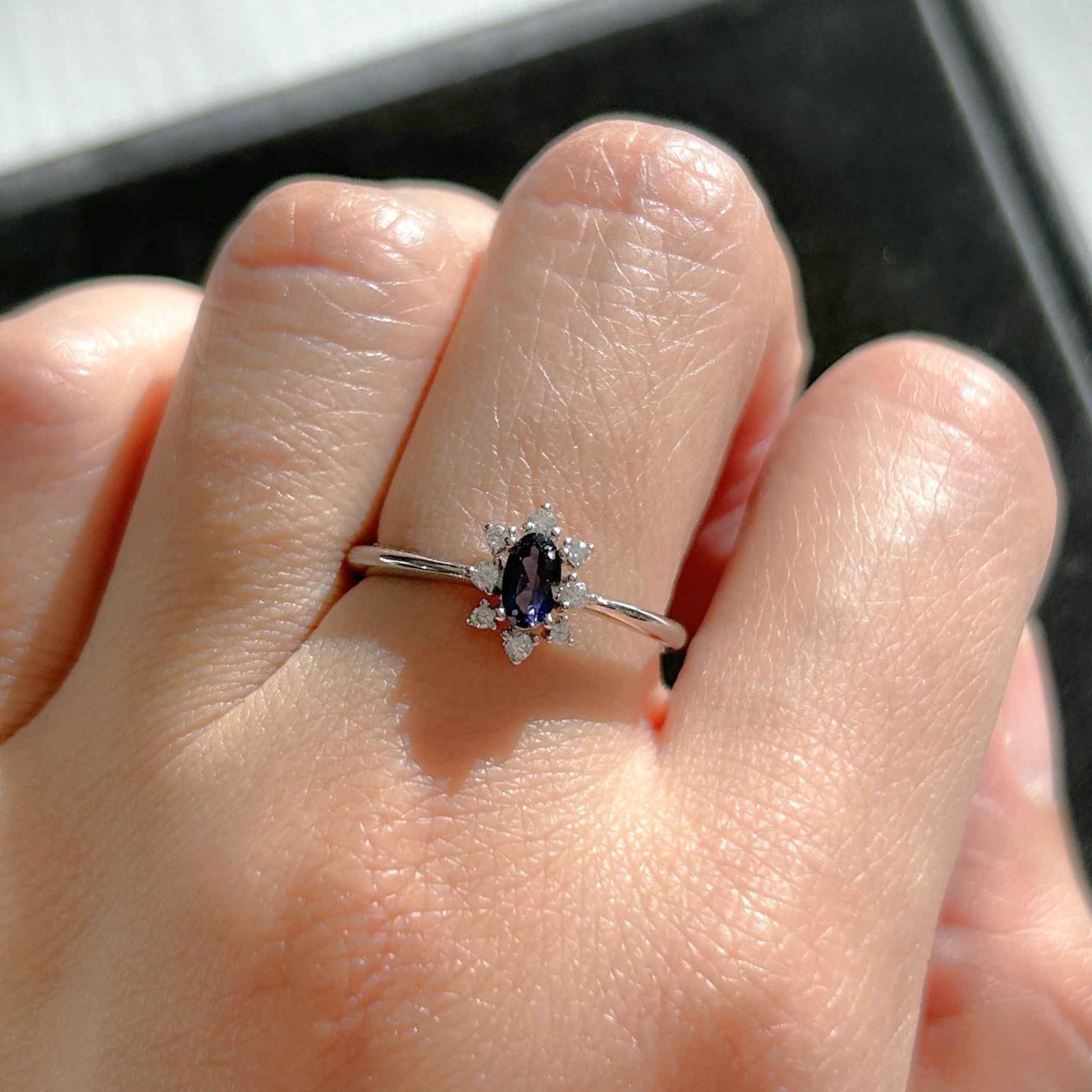 Faceted Iolite Adjustable 925 Sterling Silver Ring