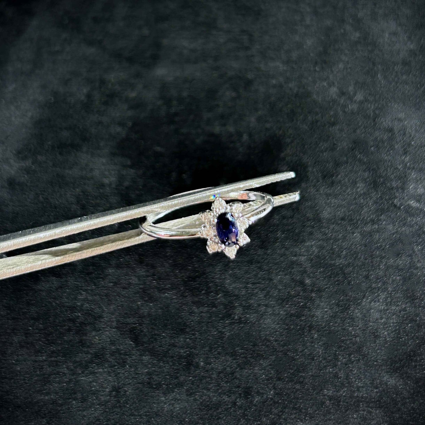 Faceted Iolite Adjustable 925 Sterling Silver Ring