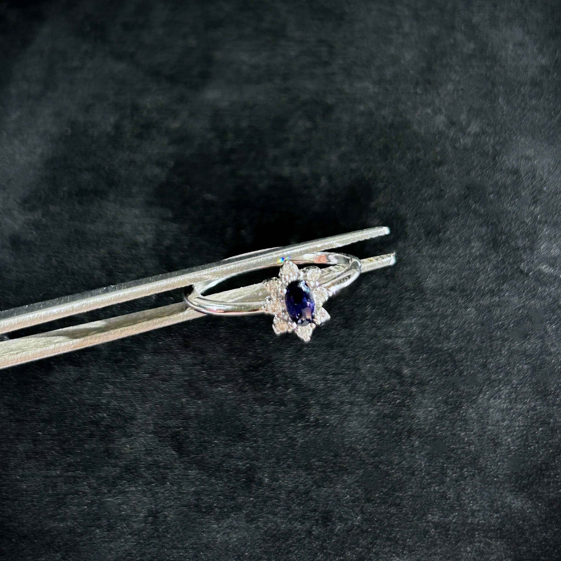 Faceted Iolite Adjustable 925 Sterling Silver Ring