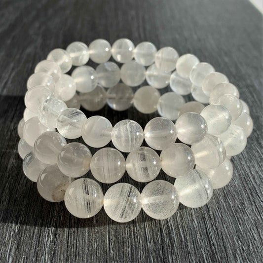 High Quality White Phantom Quartz Layering Pattern Bracelet in 9 to 11MM