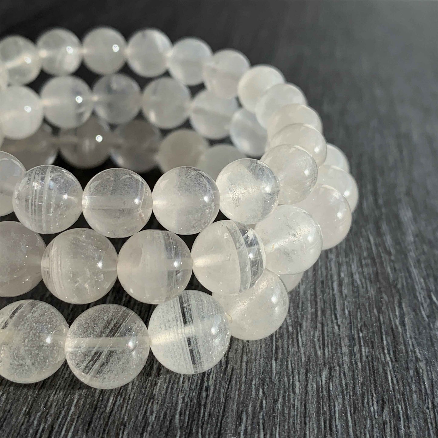 High Quality White Phantom Quartz Layering Pattern Bracelet in 9 to 11MM
