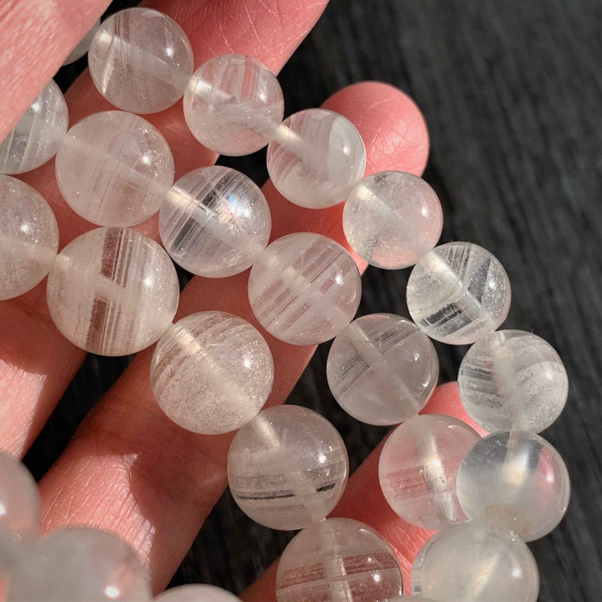 High Quality White Phantom Quartz Layering Pattern Bracelet in 9 to 11MM