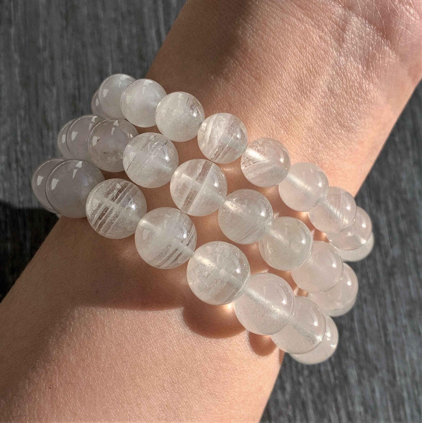 High Quality White Phantom Quartz Layering Pattern Bracelet in 9 to 11MM