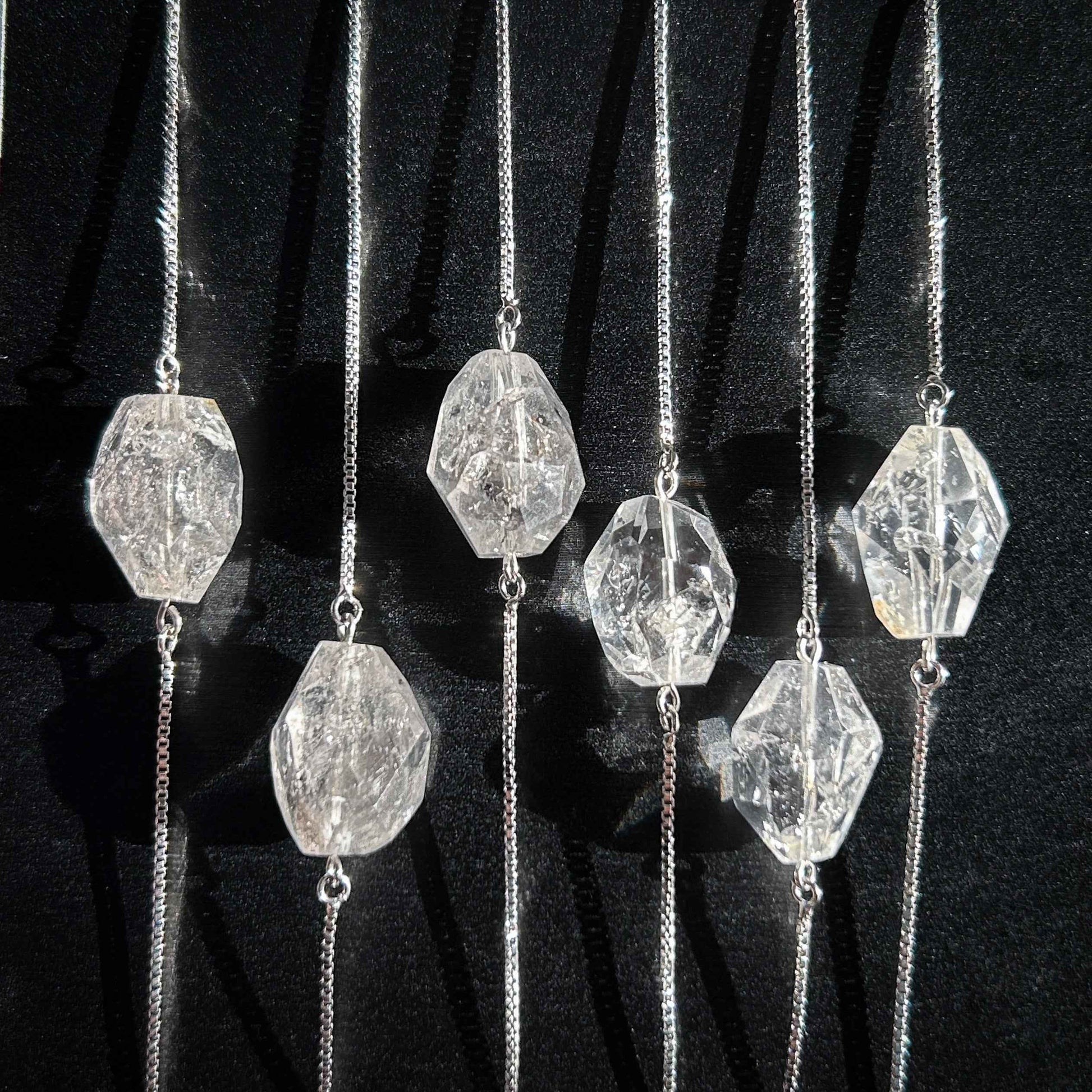 Rare Faceted Herkimer Diamond Silver Adjustable Bracelet