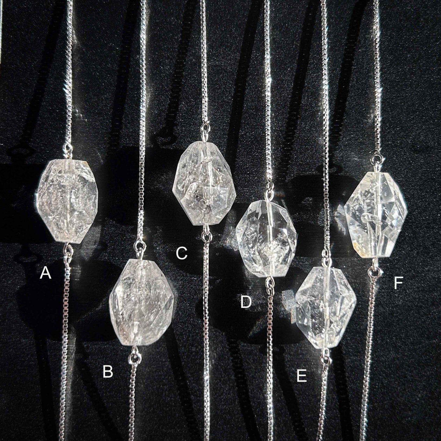 Rare Faceted Herkimer Diamond Silver Adjustable Bracelet