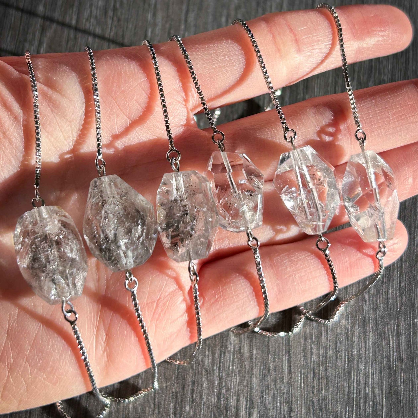 Rare Faceted Herkimer Diamond Silver Adjustable Bracelet