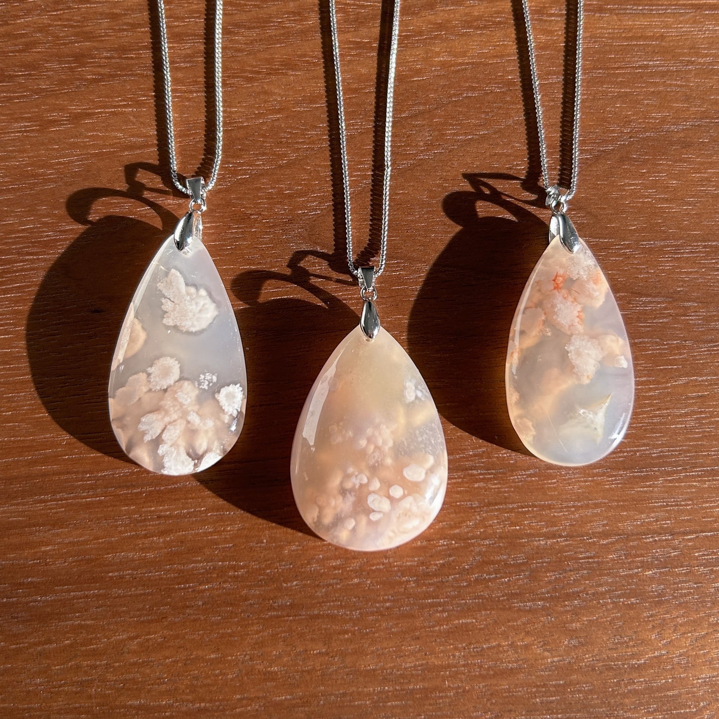 Sakura Agate 925 Sterling Silver Large Pendant (chain excluded) - Crystal Moment