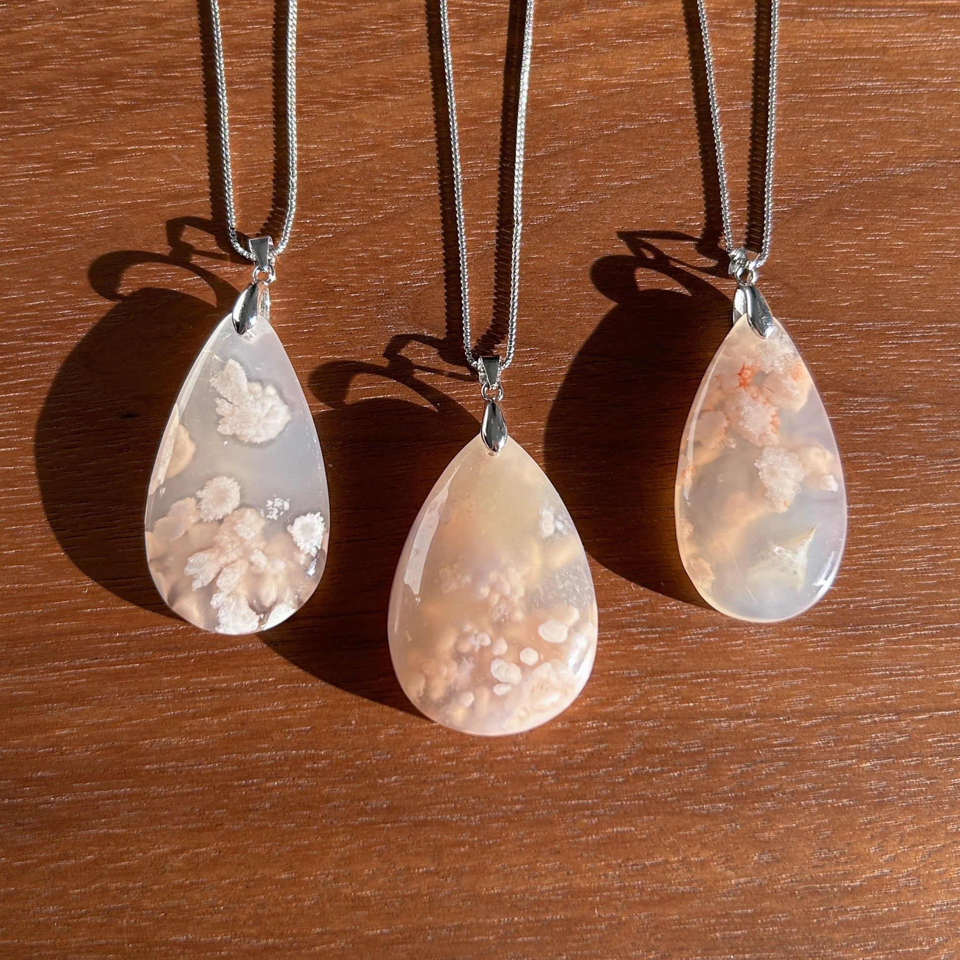 Sakura Agate 925 Sterling Silver Large Pendant (chain excluded) - Crystal Moment