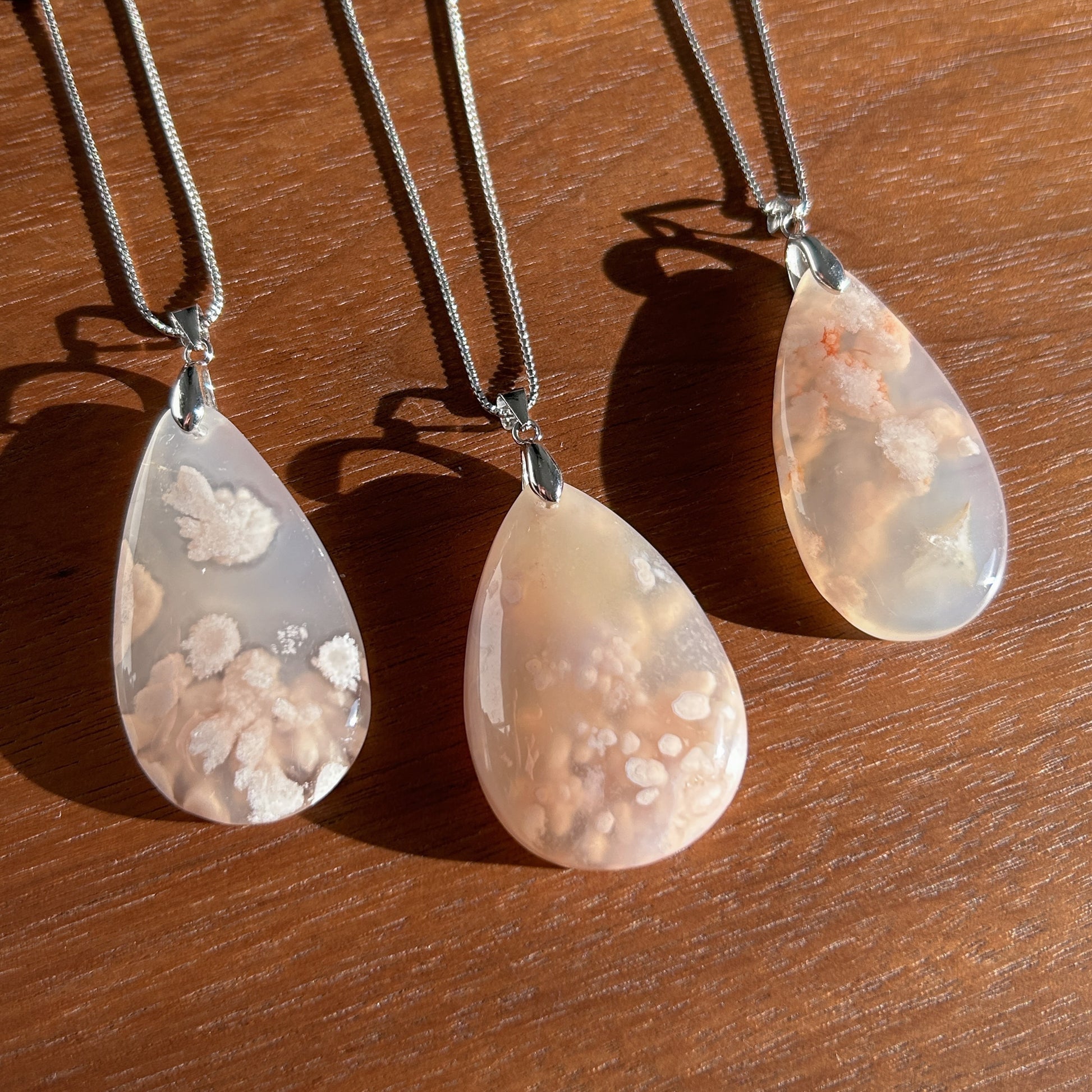 Sakura Agate 925 Sterling Silver Large Pendant (chain excluded) - Crystal Moment