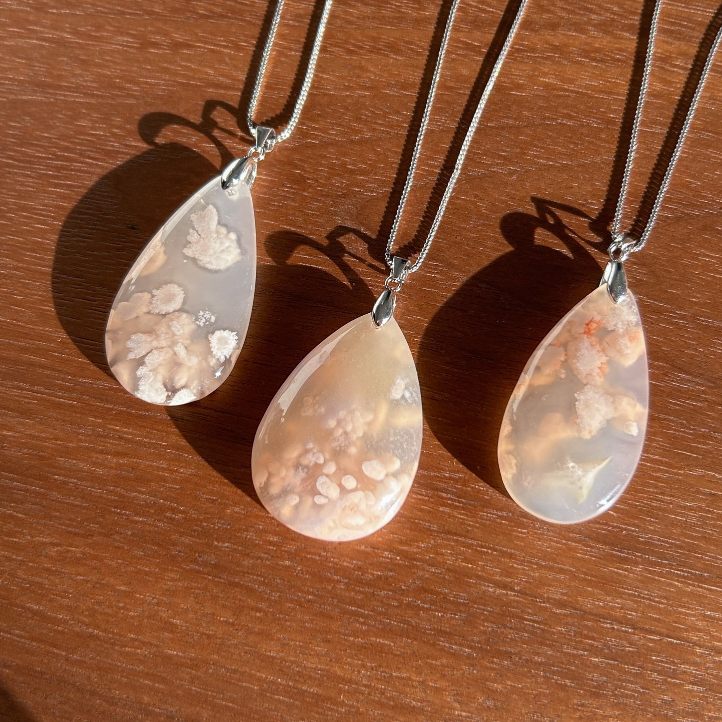 Sakura Agate 925 Sterling Silver Large Pendant (chain excluded) - Crystal Moment