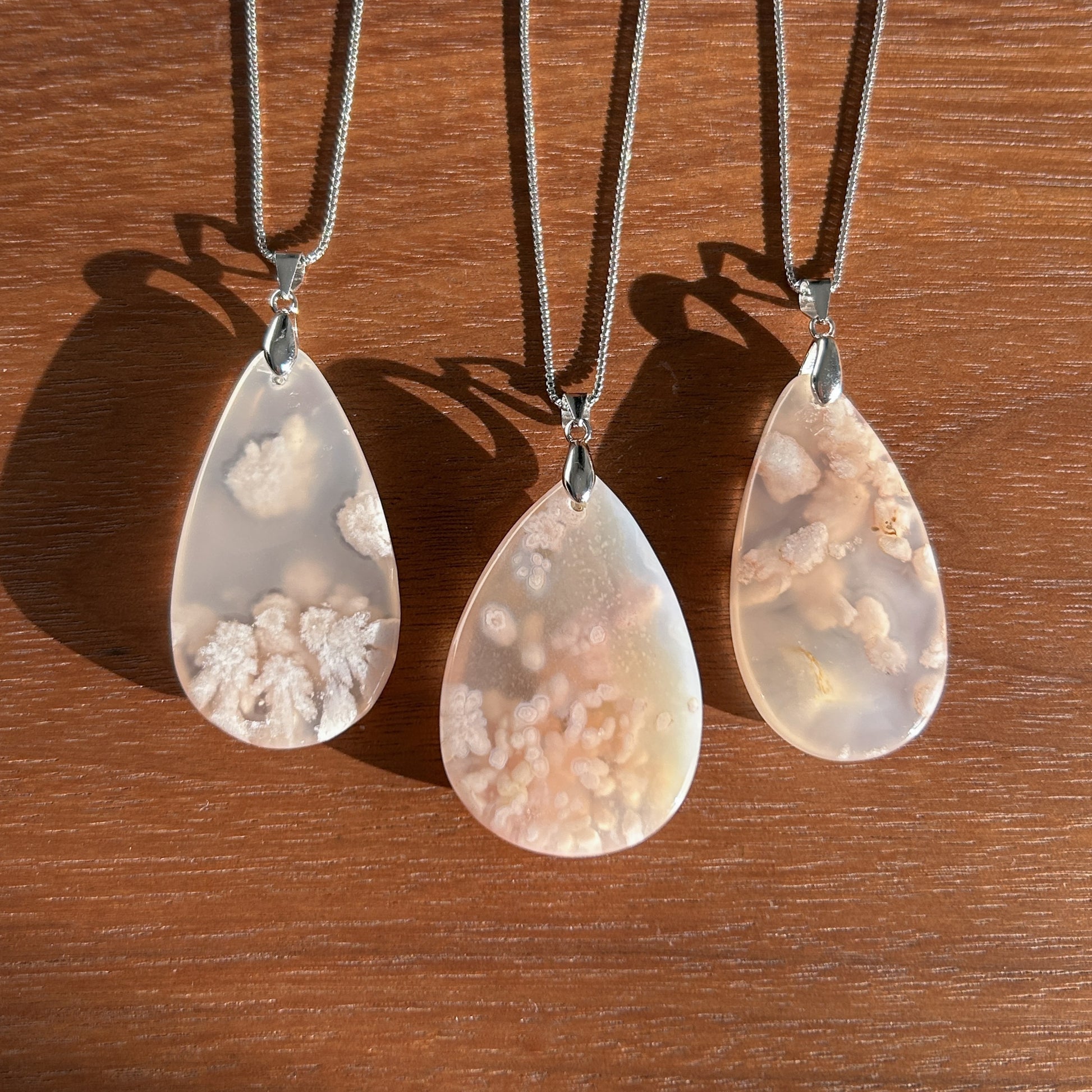 Sakura Agate 925 Sterling Silver Large Pendant (chain excluded) - Crystal Moment