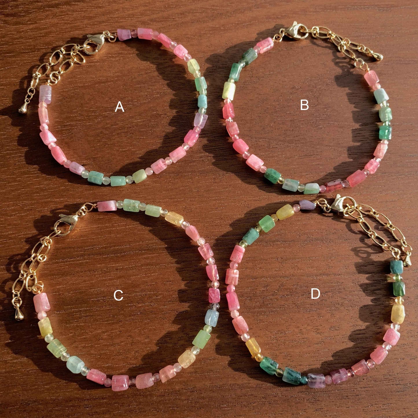 Natural Faceted Rainbow Tourmaline in Pastel Colour Bracelet