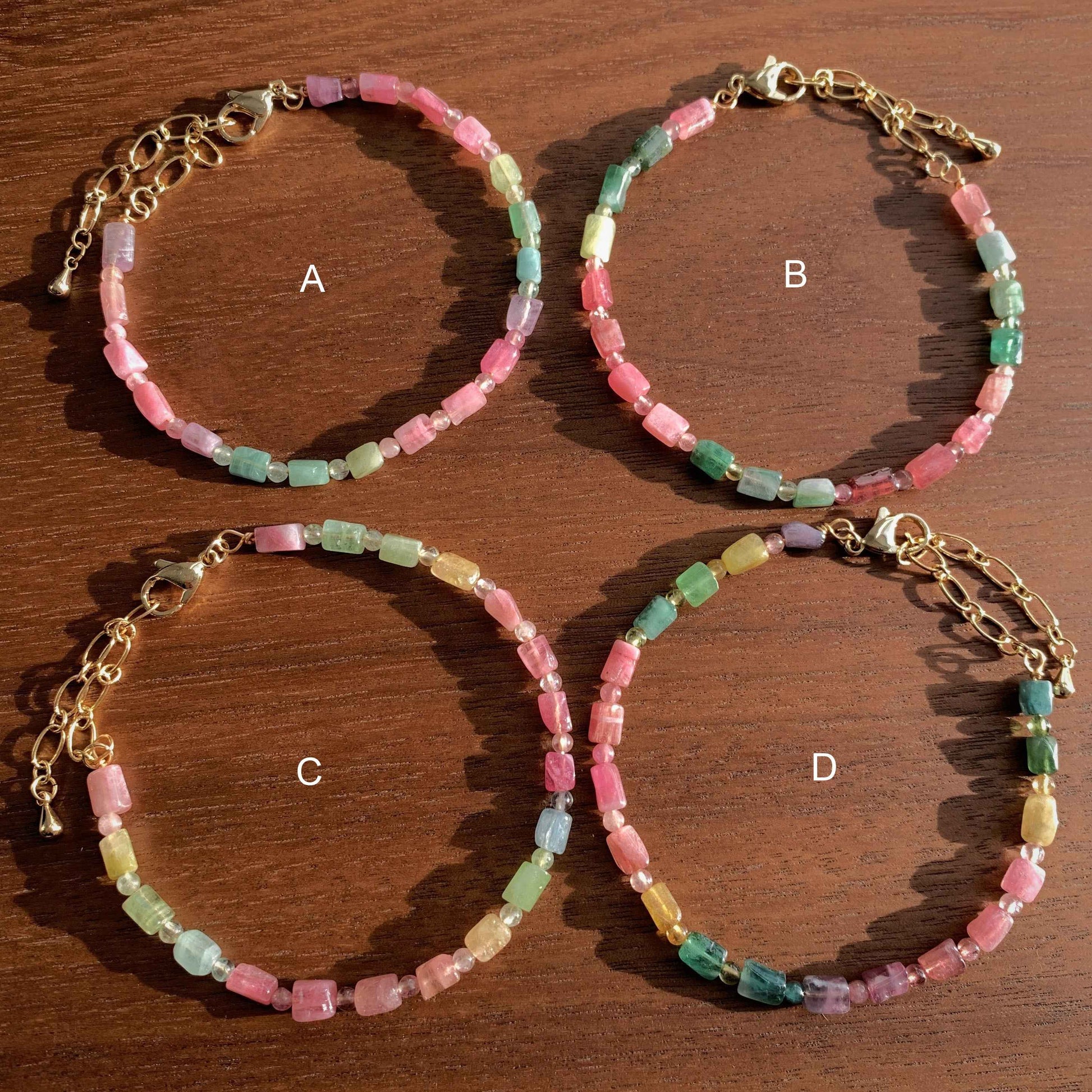 Natural Faceted Rainbow Tourmaline in Pastel Colour Bracelet