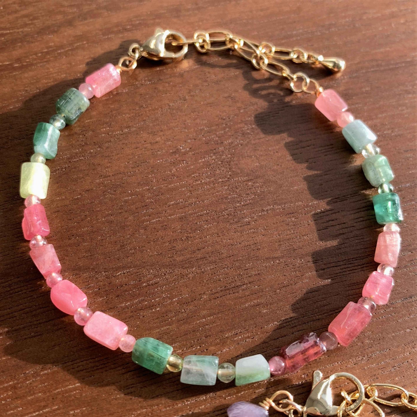 Natural Faceted Rainbow Tourmaline in Pastel Colour Bracelet
