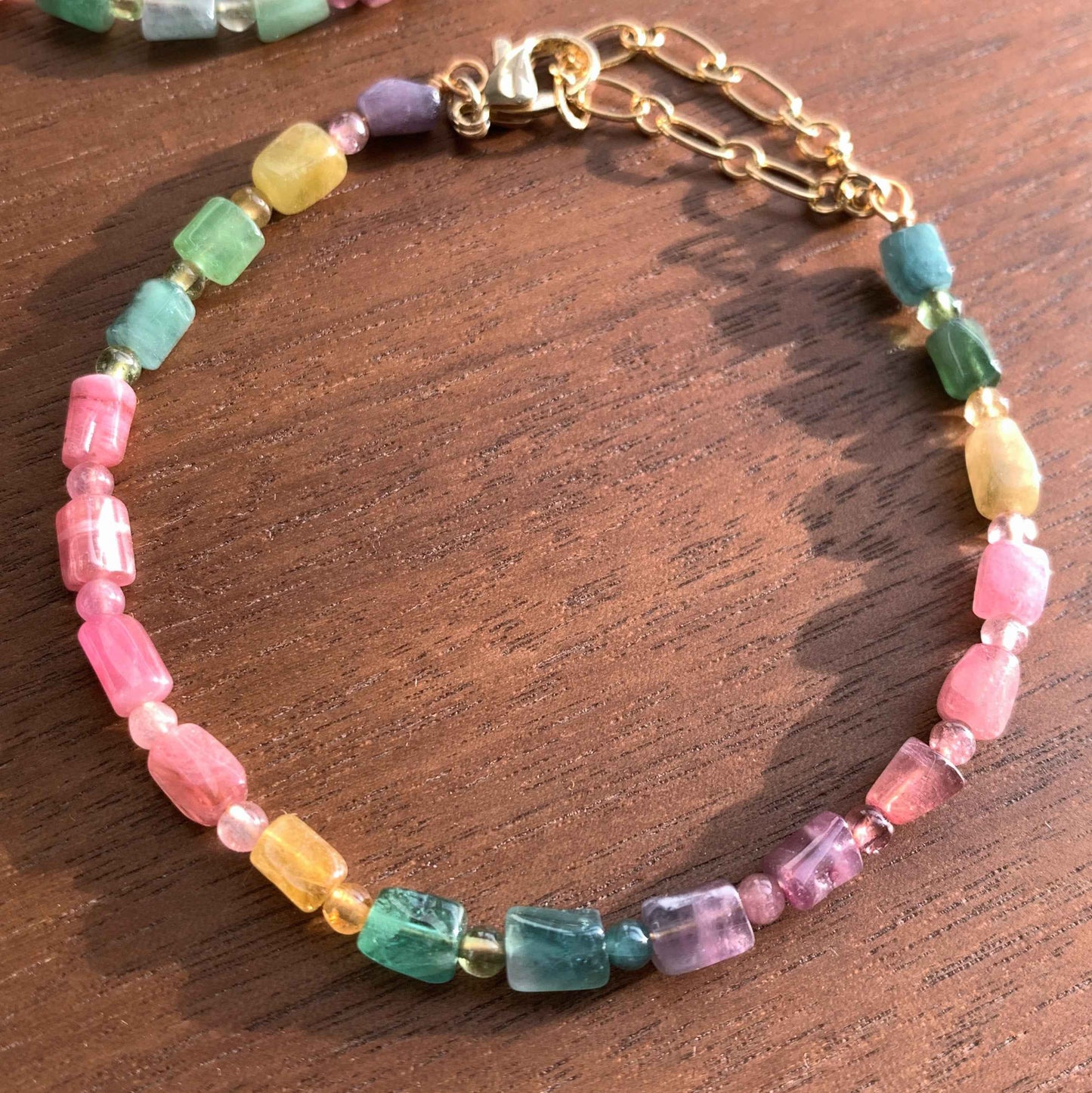 Natural Faceted Rainbow Tourmaline in Pastel Colour Bracelet