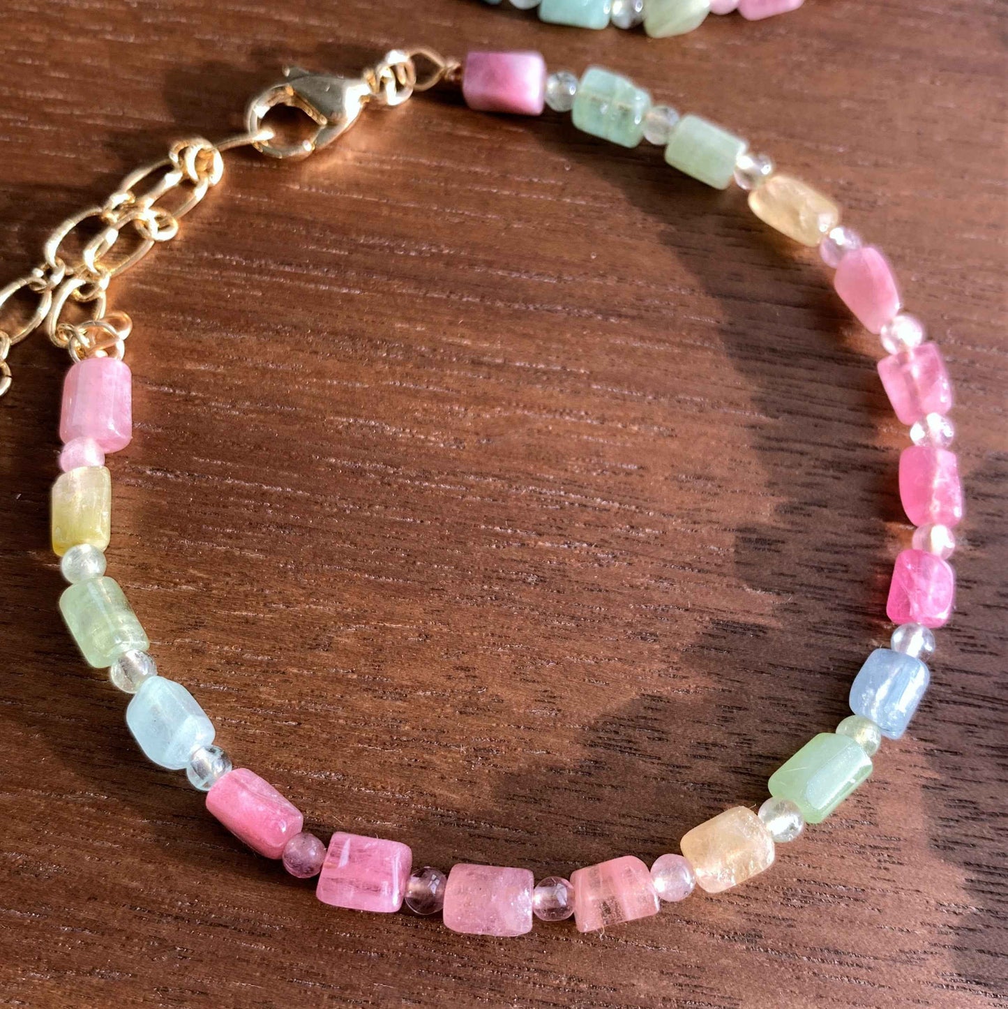 Natural Faceted Rainbow Tourmaline in Pastel Colour Bracelet