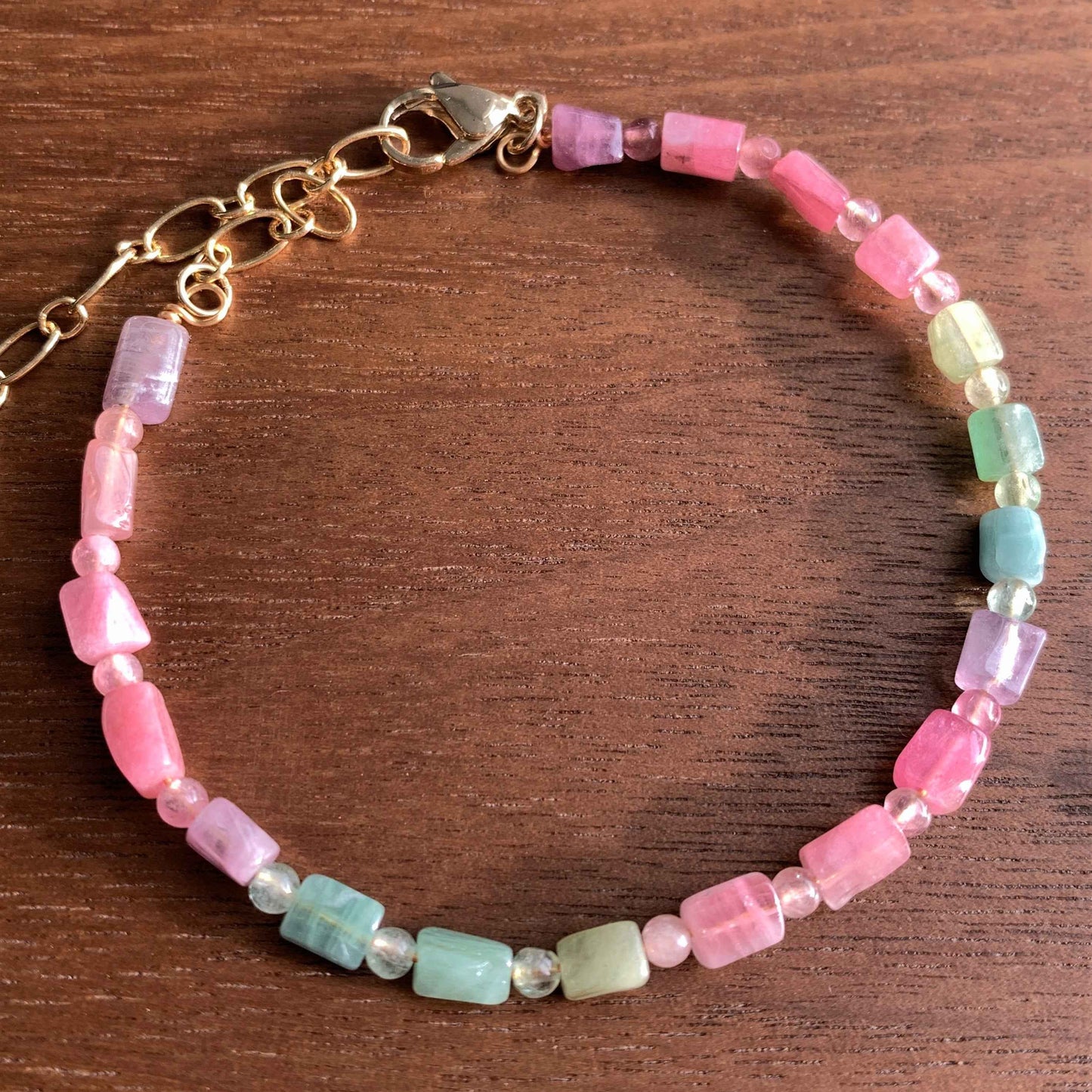 Natural Faceted Rainbow Tourmaline in Pastel Colour Bracelet