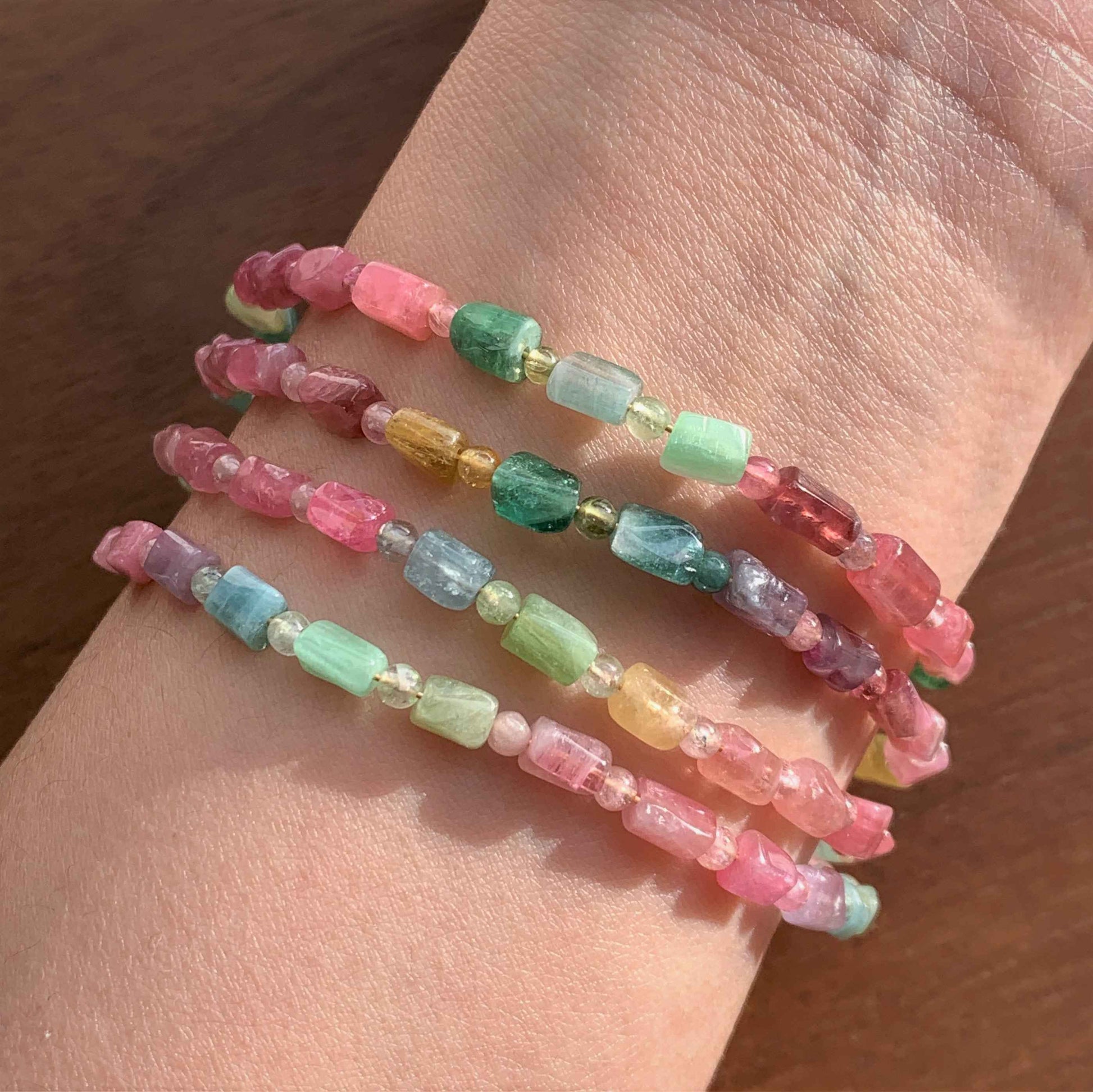 Natural Faceted Rainbow Tourmaline in Pastel Colour Bracelet