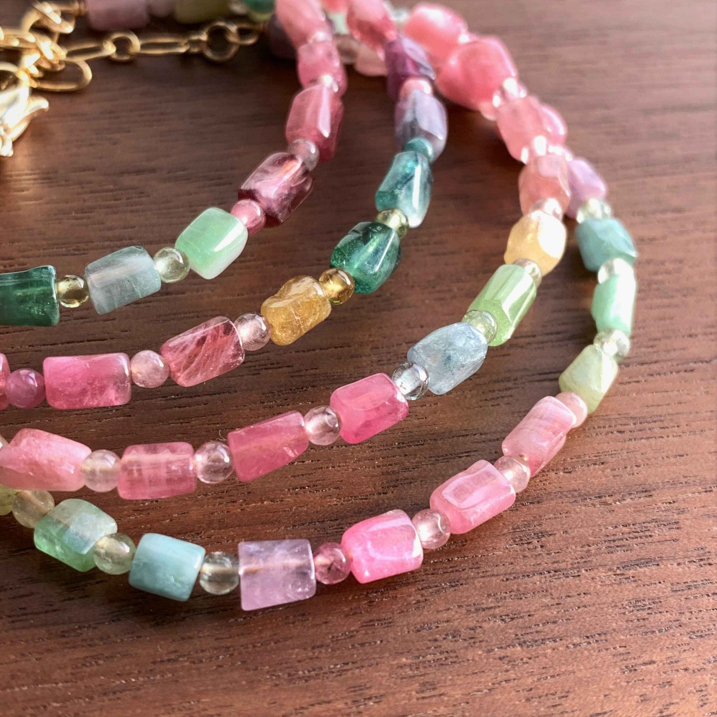 Natural Faceted Rainbow Tourmaline in Pastel Colour Bracelet