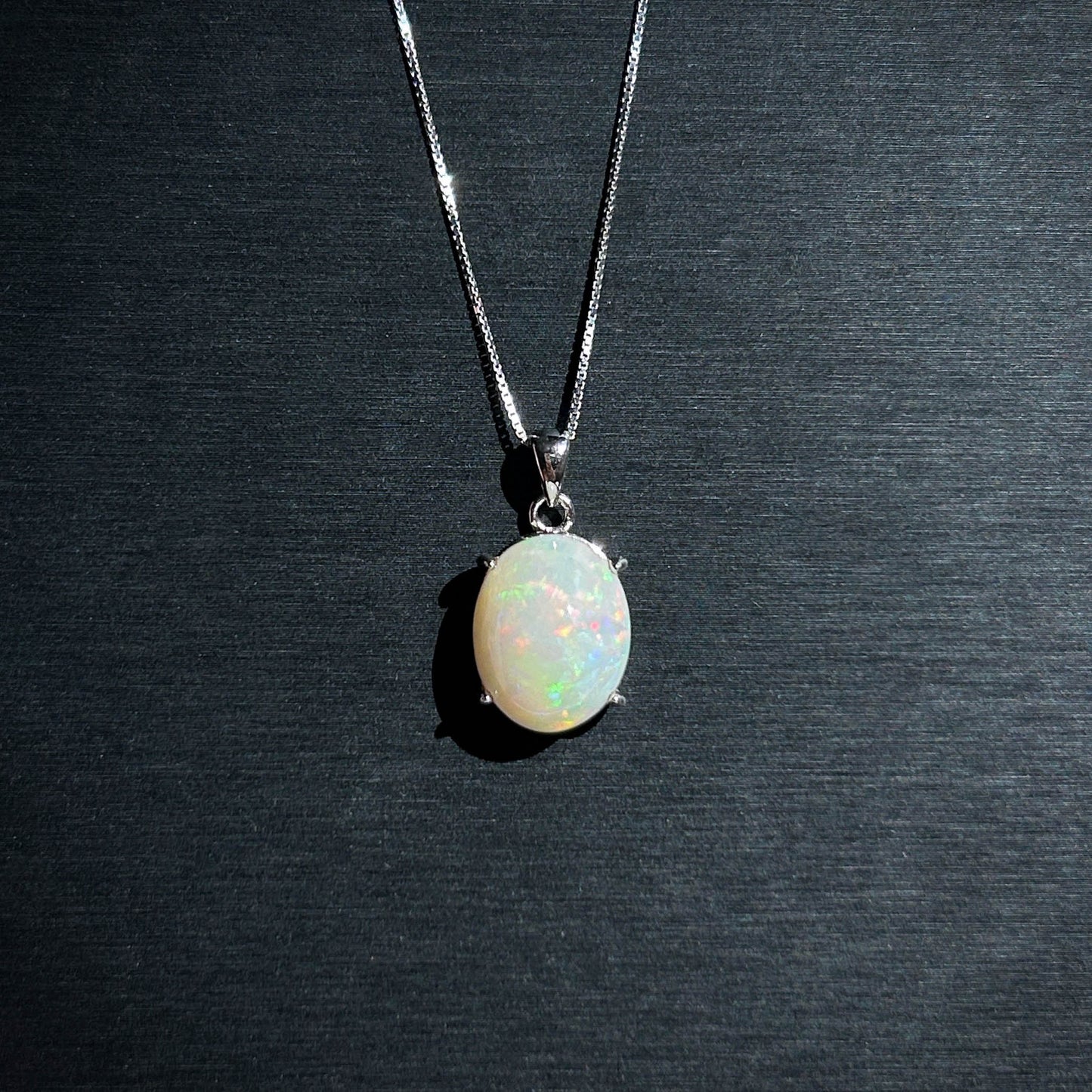 High Quality Rainbow White Opal 925 Silver Pendant