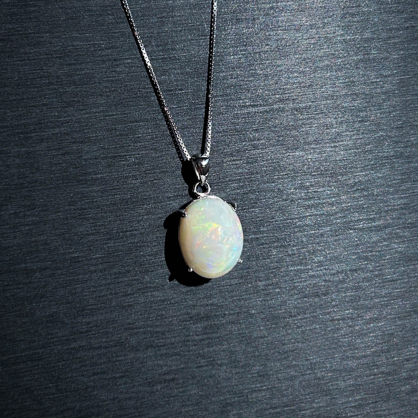 High Quality Rainbow White Opal 925 Silver Pendant