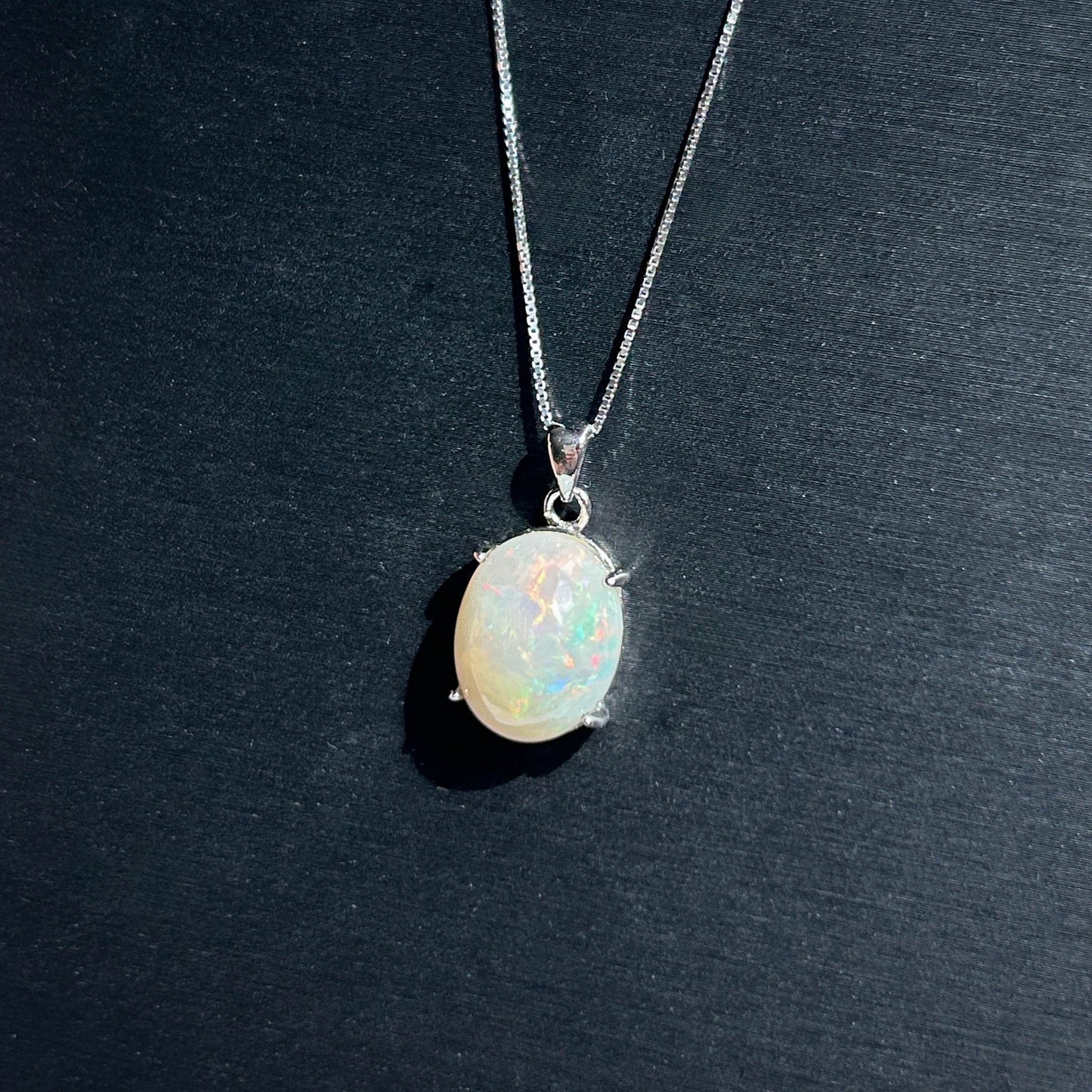 High Quality Rainbow White Opal 925 Silver Pendant
