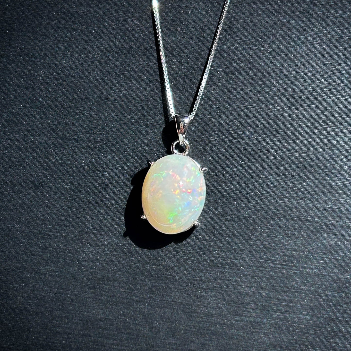 High Quality Rainbow White Opal 925 Silver Pendant