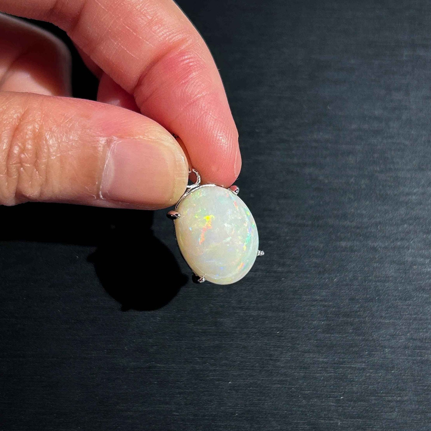 High Quality Rainbow White Opal 925 Silver Pendant