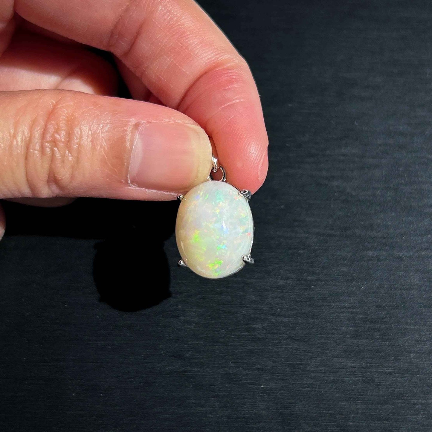High Quality Rainbow White Opal 925 Silver Pendant
