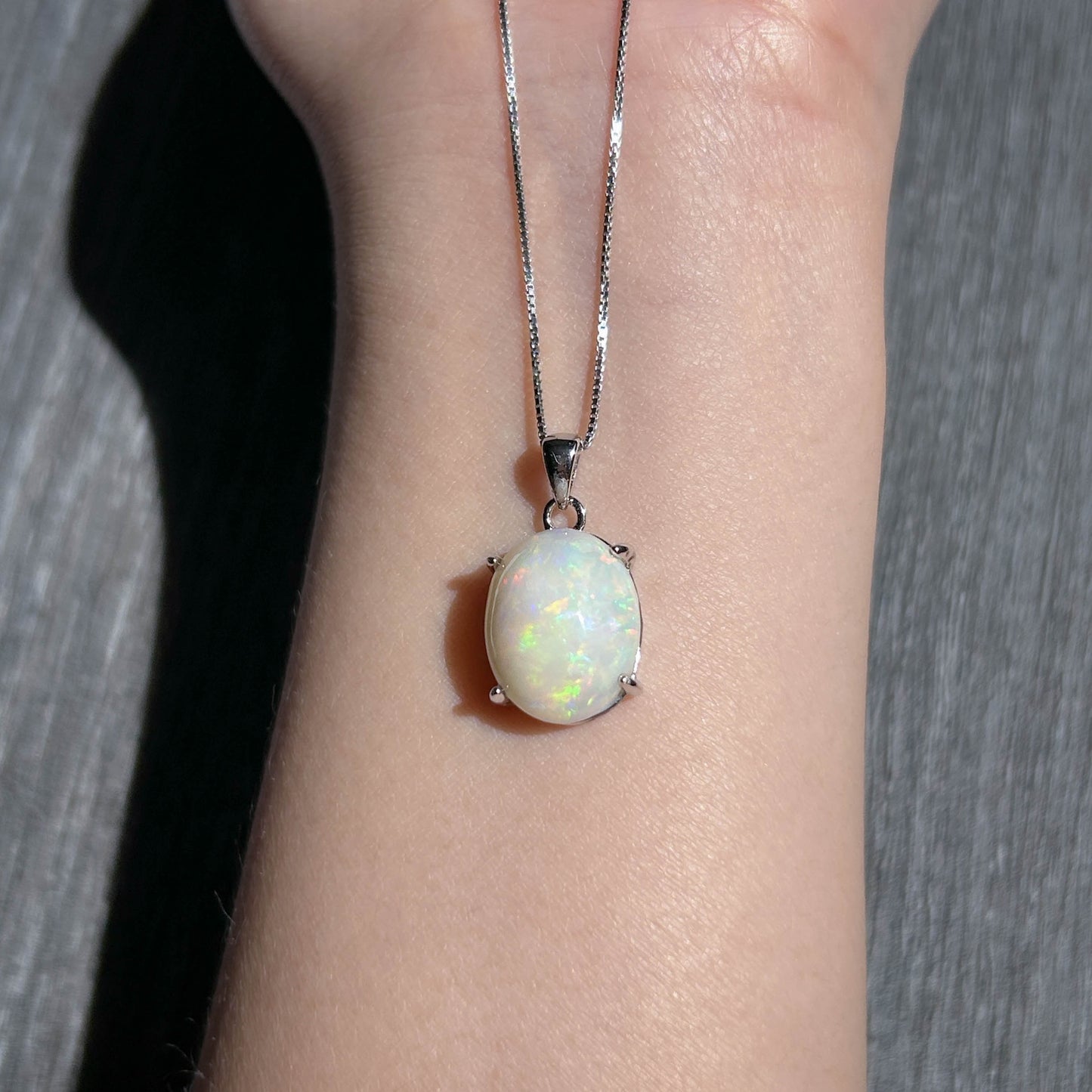 High Quality Rainbow White Opal 925 Silver Pendant