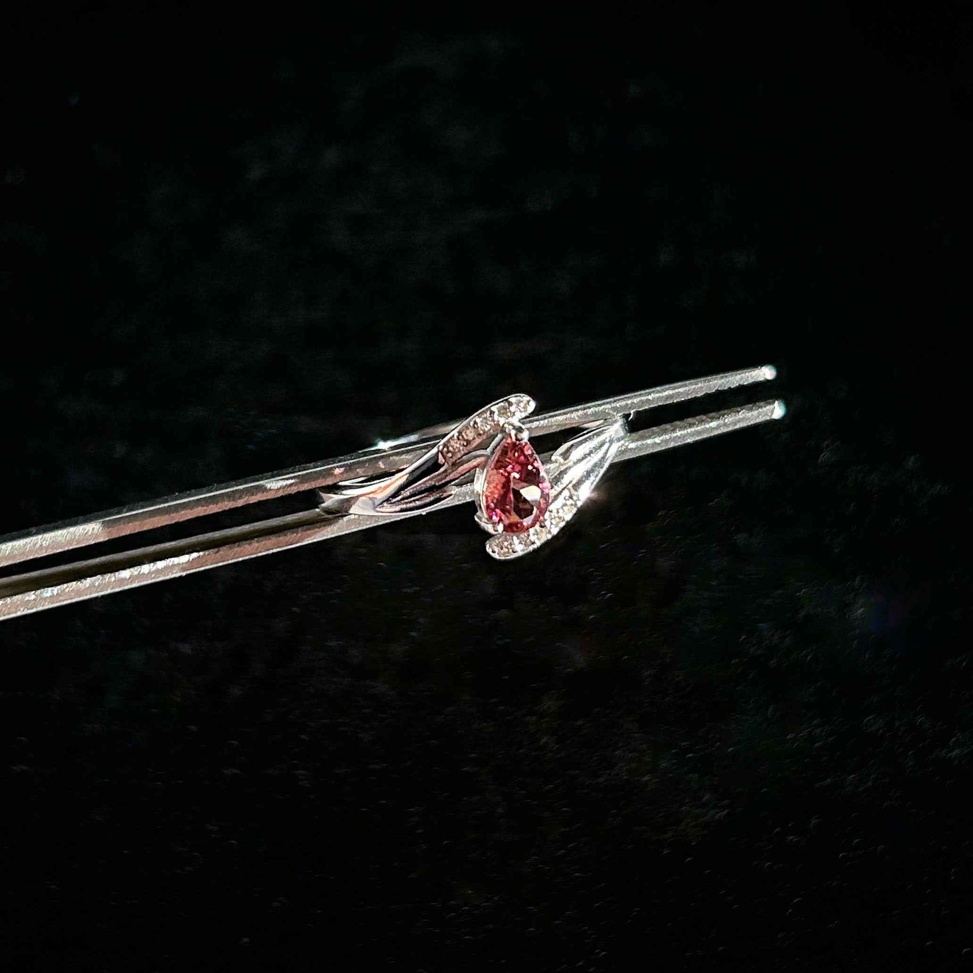 High Quality Pink Tourmaline Adjustable 925 Silver Ring with Zircon