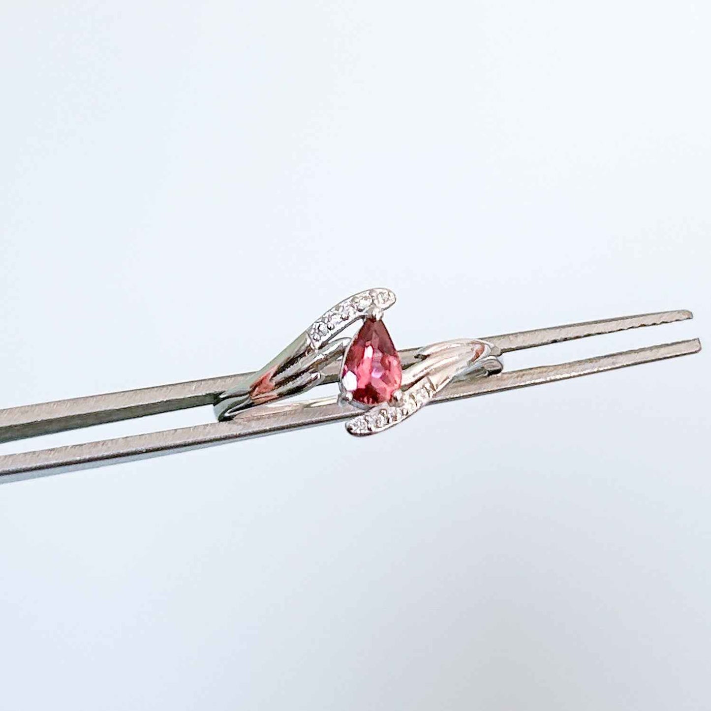 High Quality Pink Tourmaline Adjustable 925 Silver Ring with Zircon