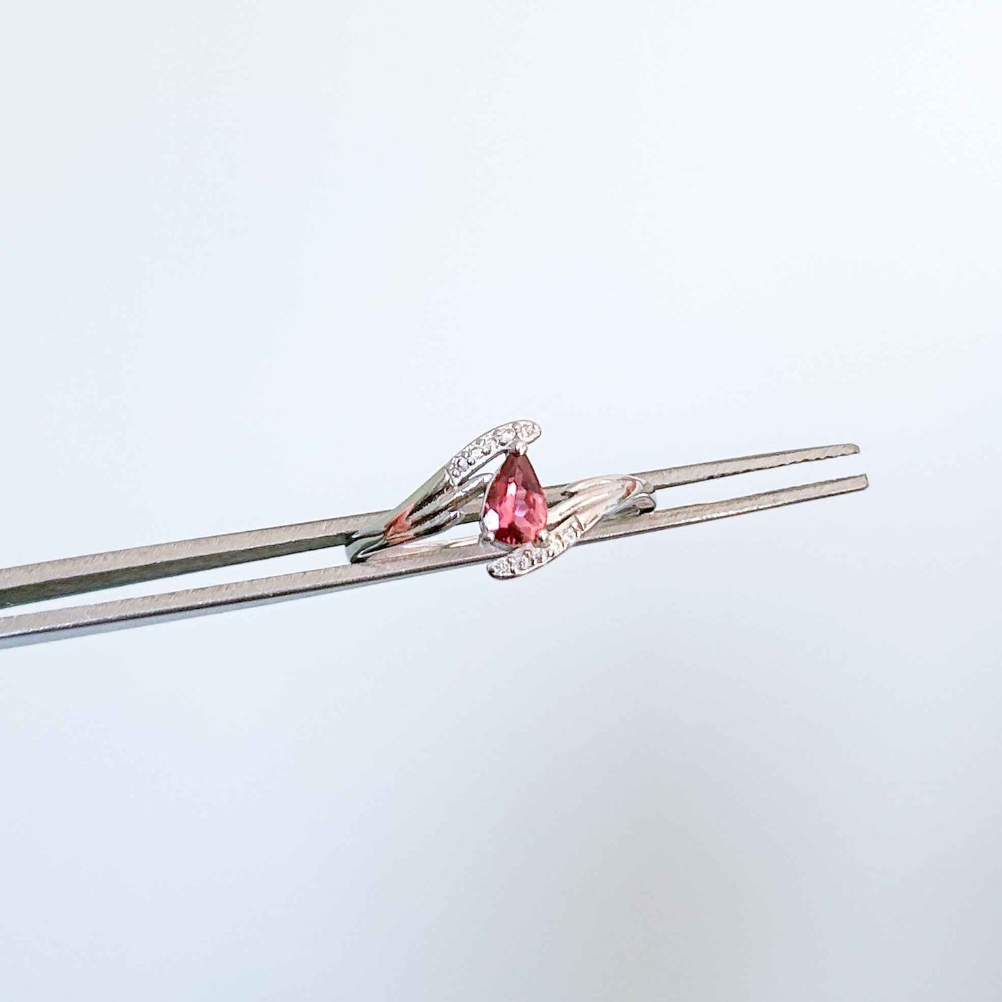 High Quality Pink Tourmaline Adjustable 925 Silver Ring with Zircon