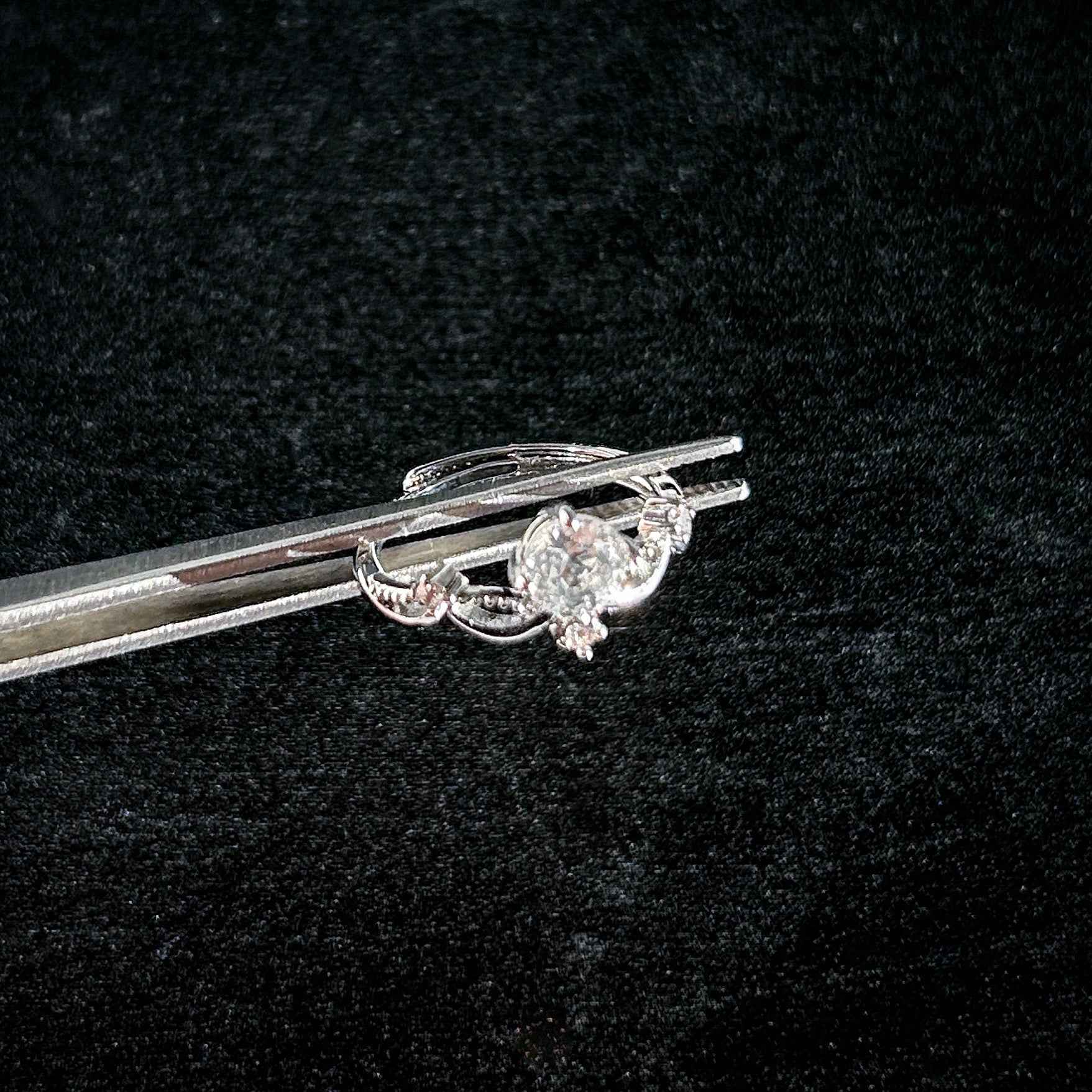 Clear Quartz Adjustable Silver Ring with Zircon