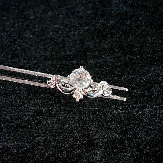 Clear Quartz Adjustable Silver Ring with Zircon