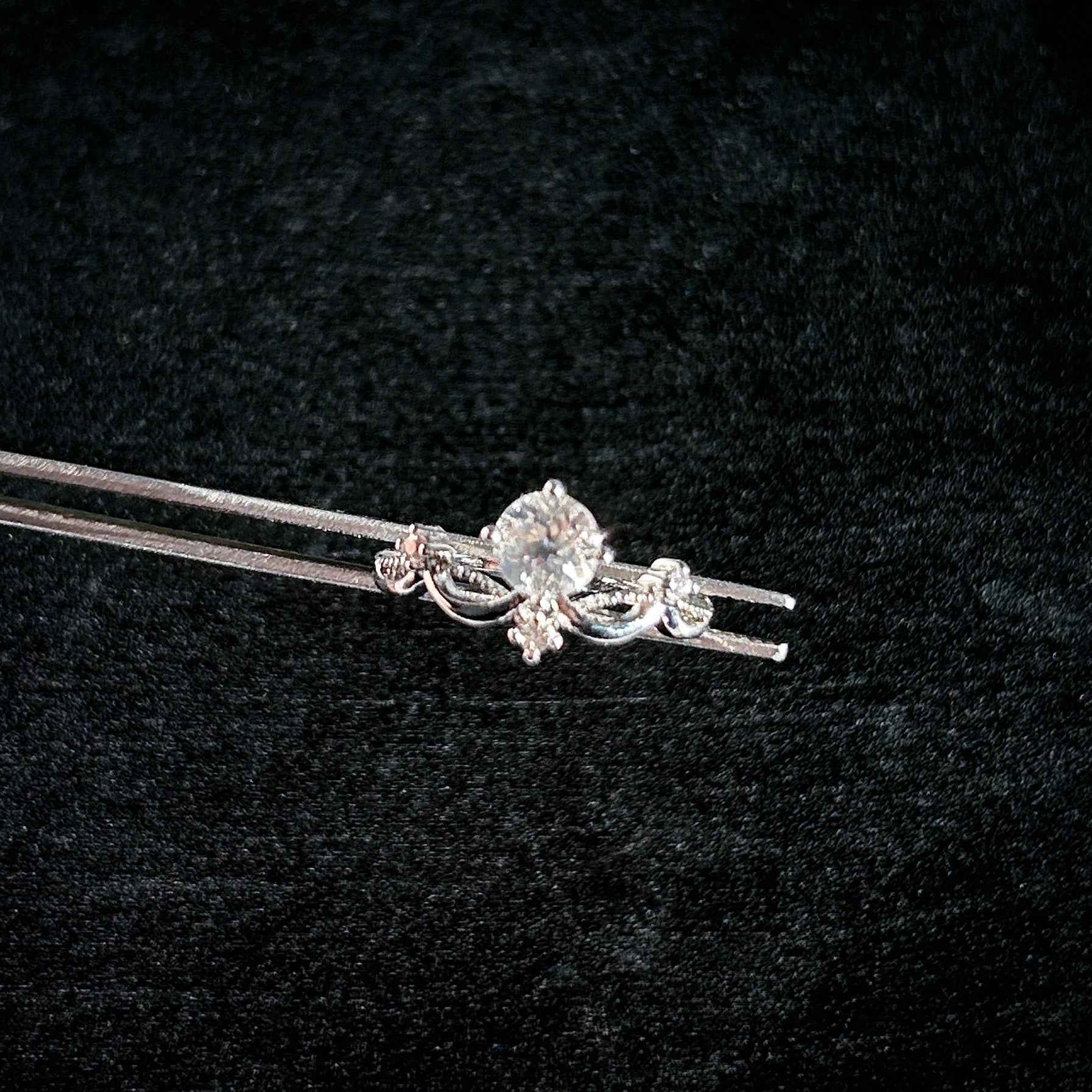 Clear Quartz Adjustable Silver Ring with Zircon