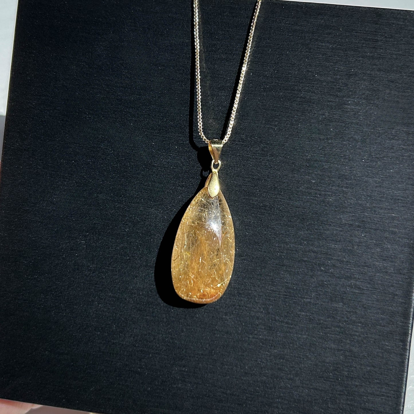 High Quality Golden Rutilated Quartz 14k Gold Pendant