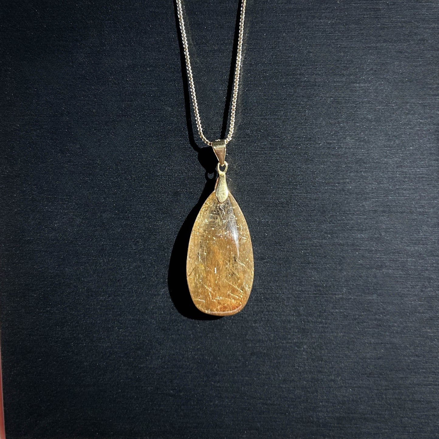 High Quality Golden Rutilated Quartz 14k Gold Pendant
