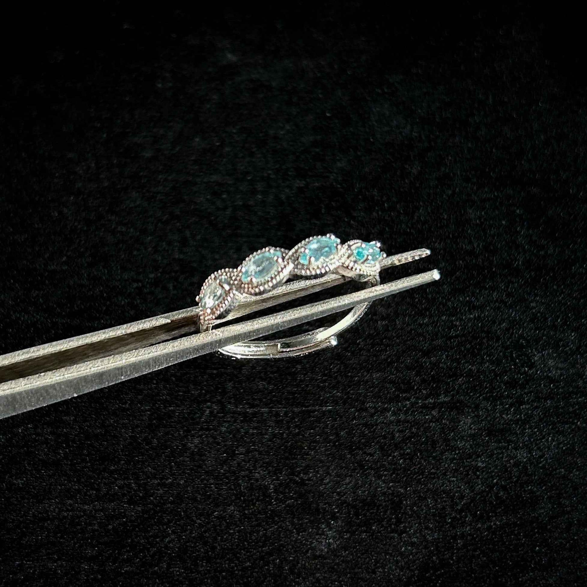 Apatite Adjustable Silver Ring with Zircon